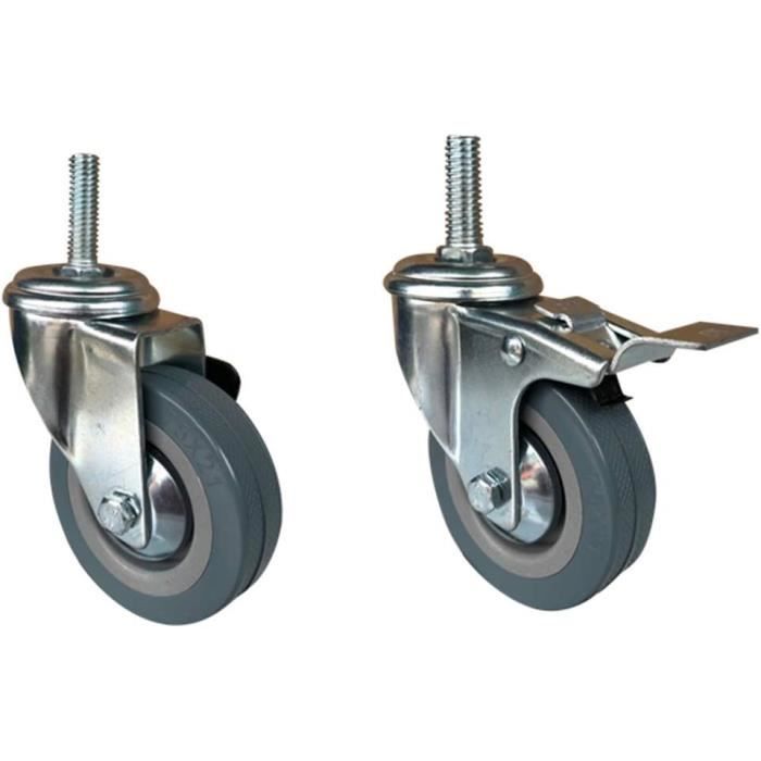 Lot De 4 Roulettes Pivotantes BAOLIHUI 75mm - Frein Double Blocage - Charge 500kg - Pour Meubles Lourds