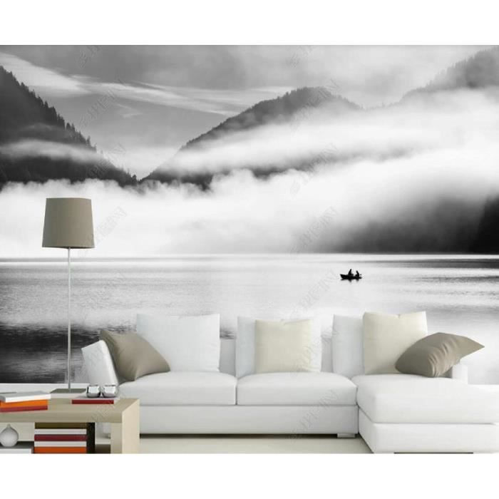 Papier Peint Panoramique 3D Paysage De Forêt Noir Et Blanc Papier Peint ...