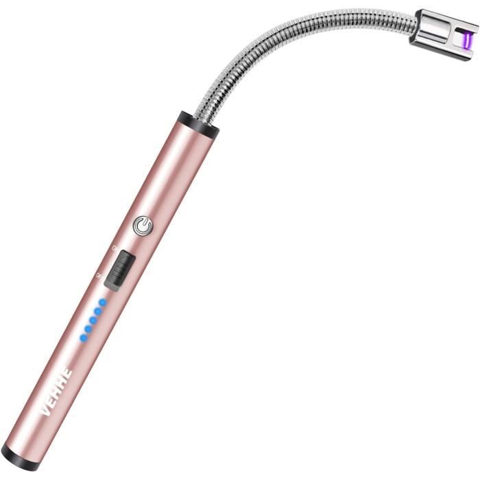 Briquet Électrique USB Rechargeable - Col Long Flexible 360° - Sans Flamme, Coupe-Vent - Pour Camping, Barbecue, Bougies