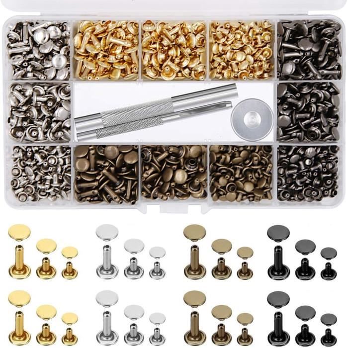 Lot De 300 Rivets Tubulaires À Double Capuchon En Métal Avec Pince À
