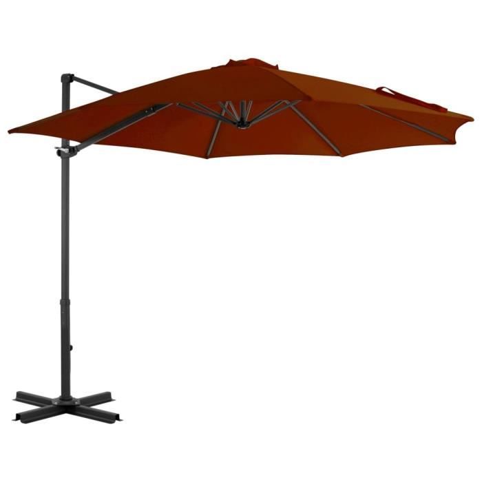 Parasol déporté - VIDAXL - 312307 - Aluminium - 300 cm - Orange - Anti-UV