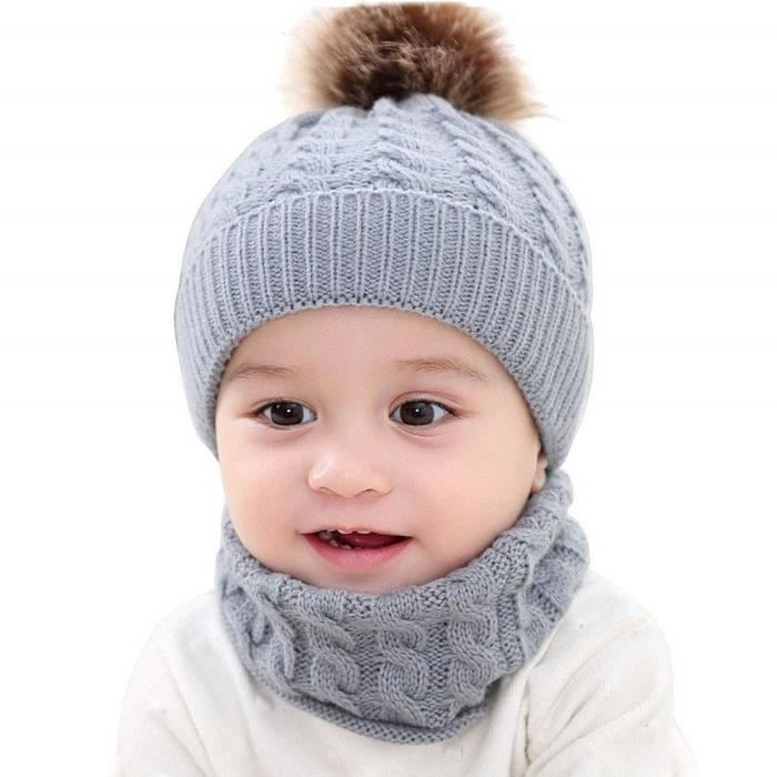 Bonnet Bébé Fille Hiver Pompom 0-24 Mois Tricotés Bonnet Bébé