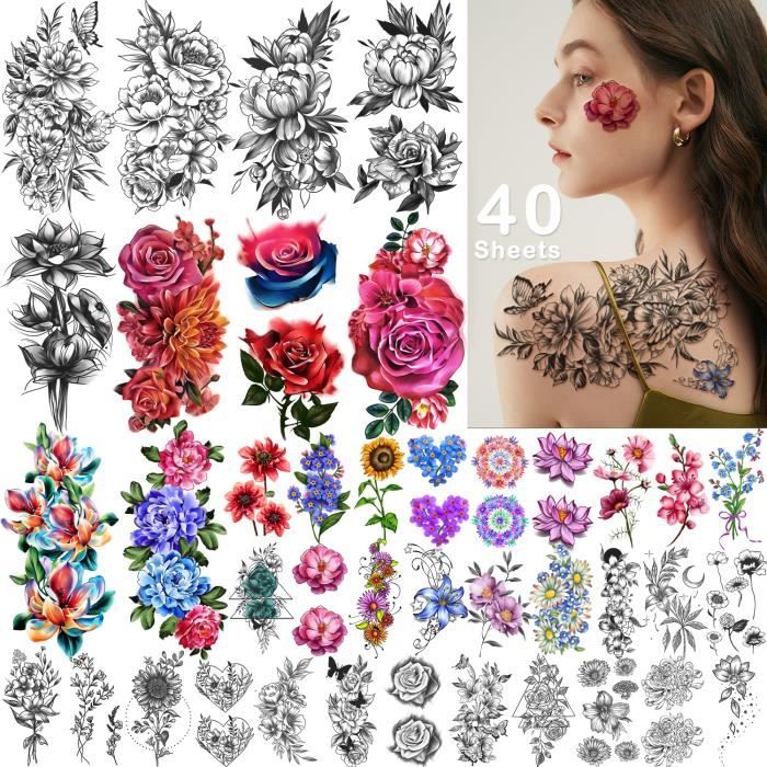 10 Feuilles De Tatouages Temporaires Hawaïens - Imperméables - Motifs Tropicaux