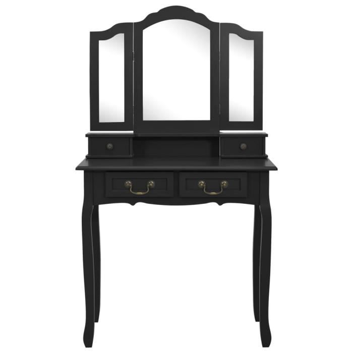 Ensemble Coiffeuse Noire 86,5x35x136 Cm - Meuble Lavabo Avec Miroir ? (Neuf)