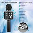 QQ27987-Microphone Karaoke Sans Fil, Karaoké Microphone Bluetooth Portable pour Enfants-Adultes Chanter (Noir)-1