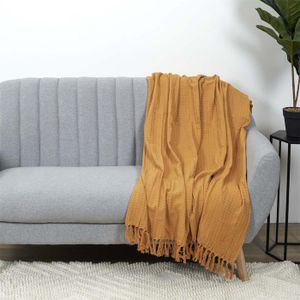 Plaid Chenille VanderHOME 180x300 Cm - Vert, Jeté De Canapé Lavable, Franges, Polyvalent