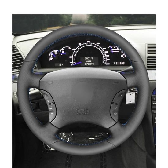 Housses de volant de voiture en cuir artificiel noir, couture à la main,  housse pour Peugeot 206, 2007 Black thread - Cdiscount Auto