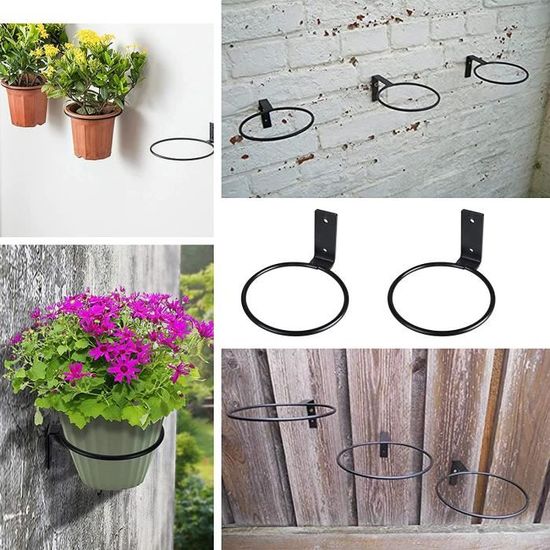 3 Supports Muraux Pour Pots De Fleurs TTQiAnJ - Anneau Métal Pliable 10cm Pour Balcon