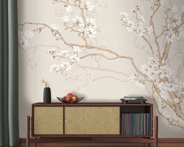 Papier Peint Panoramique Arbre Premium 360x250cm 3D Arbre en Fleurs et ...