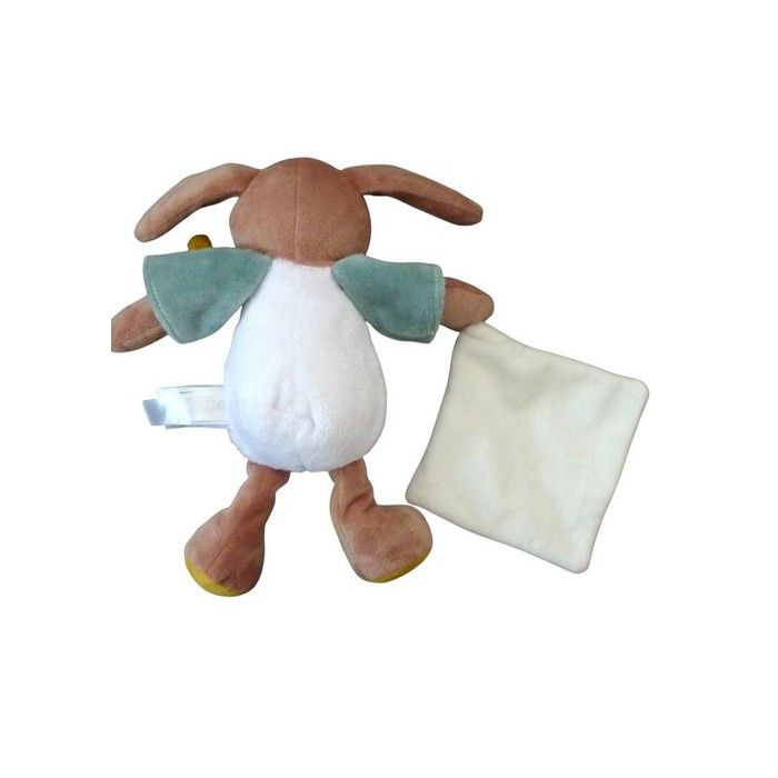 Peluche Chien Pépin Avec Doudou Mouchoir – 22 Cm, Gris/vert, Cadeau Naissance Mixte, Lavable 30° – Baby Nat'