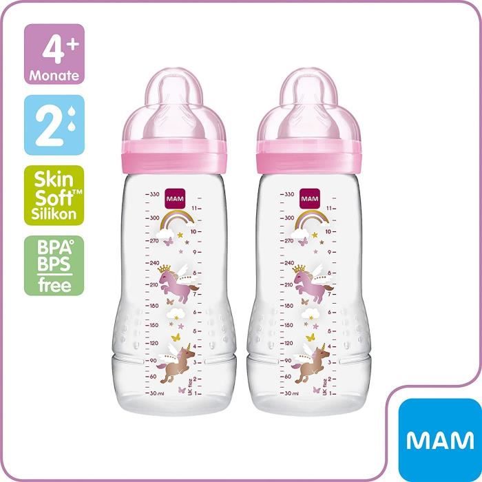  MAM BIBERON 2EME Age Fille Tétine Débit X Lot de 2 (2 x 330  ml) : Baby Bottles : Baby