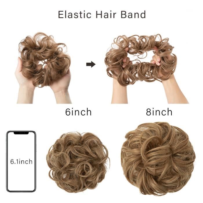 Postiche Chignon (chouchou) Synthétique - Couleur Chocolat Méché Cuivré Clair, Taille Moyenne - Neuf Avec étiquettes
