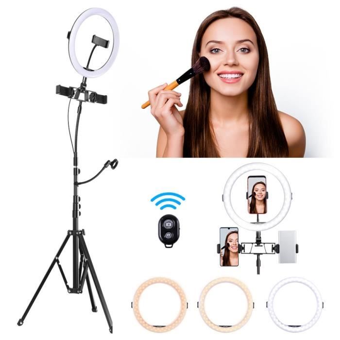 10 Selfie Ring Light avec Trépied Extensible 50 et Support Téléphone pour  Maquillage/TikTok, SUNUP Anneau Lumiere Caméra LED pour Photo et Vidéo,  Compatible avec iPhone/Android(USB+Chargeur Secteur) : : High-Tech