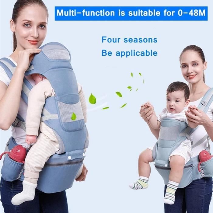 Porte-Bébé Ergonomique Hanche 3 Positions - Naissance à 3 Ans (20 Kg) - Réglable, Respirant - Pour Parents - 6