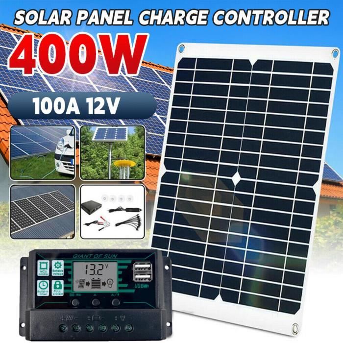 Kit Panneau Solaire 400W + Contrôleur de charge solaire 100A + Onduleur  4000W pour 12V de Camping-car/Bateau/Caravane - Cdiscount Bricolage
