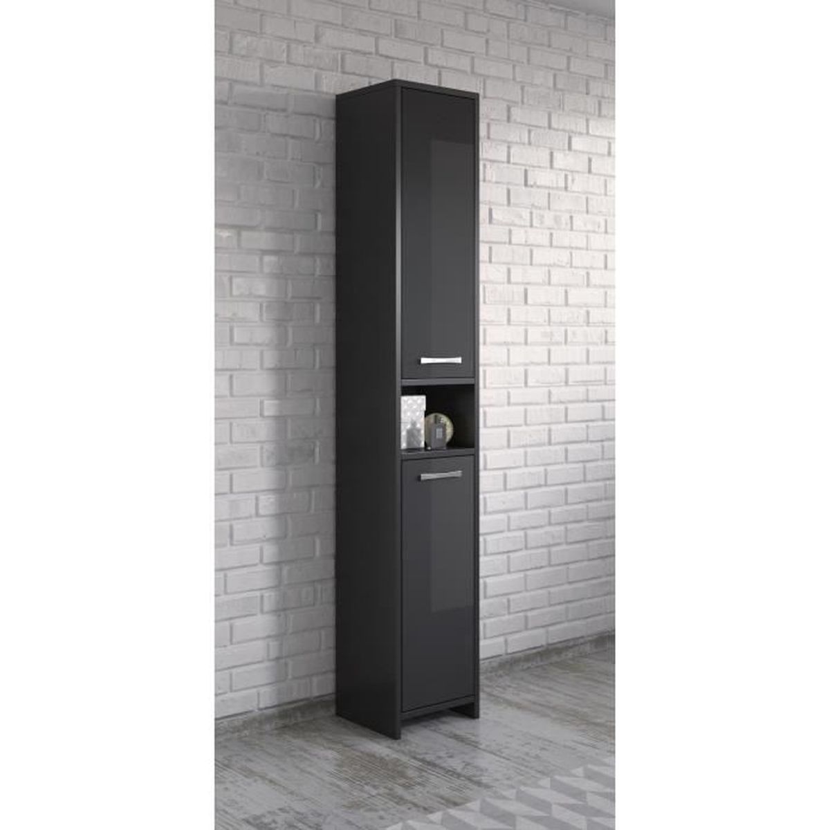 Armoire De Rangement De Nemo Hauteur 167 Cm Noir Brillant Meuble De Rangement Haut Placard Meuble De Salle De Bain Achat Vente Colonne Armoire Sdb Armoire De