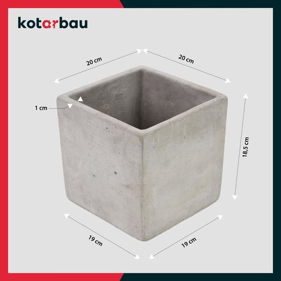 Pot De Fleurs En Béton Carré 16×16 Cm – Cache-Pot Design Brut Et Élégant KOTARBAU