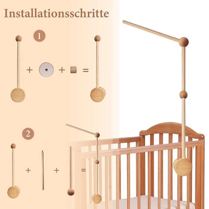 Support Mobile Pour Lit Bébé En Bois – Réglable En Hauteur 360° | Pour Mobile, Carillons, Berceau 0-6 Mois