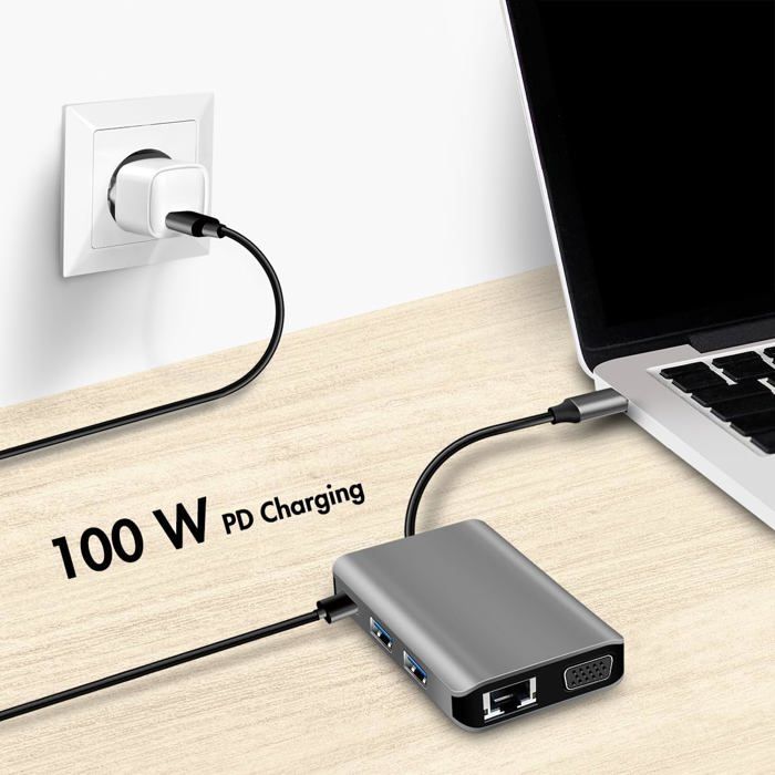 Station D'amarrage USB C - Hub Ronde à 4 Ports, De Données à Haute
