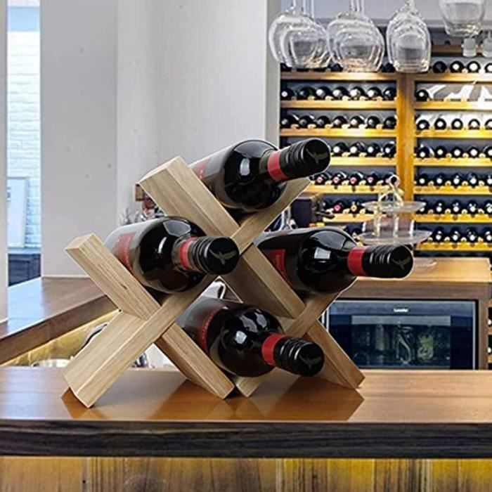 Petit casier à vin stockage autonome capacité de 6 bouteilles petit  comptoir de casiers à vin, support à vin en bois de ferme pour comptoir de  table