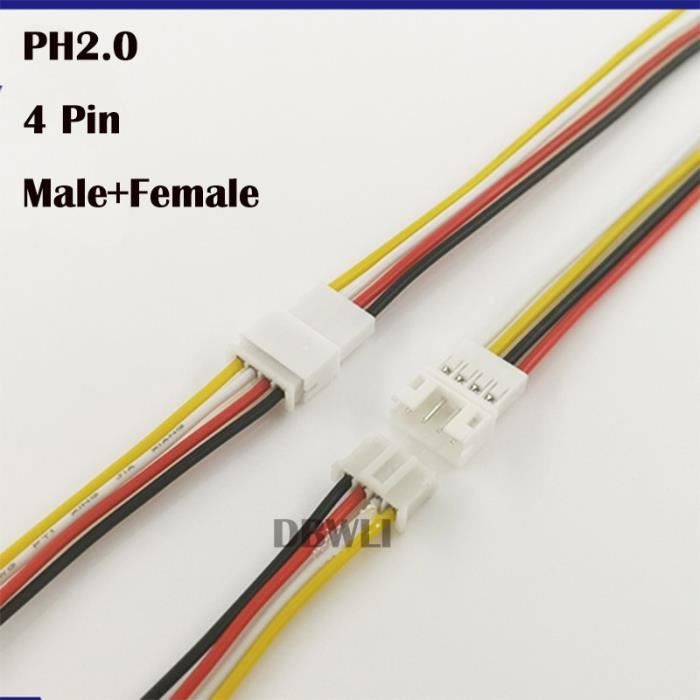Lot De 10 Câbles Adaptateurs JST-PH 2.0 Mâle/femelle - 55mm - Pour Drones Et Modélisme