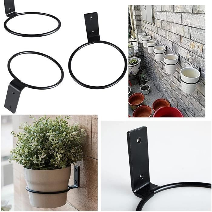 Lot De 3 Supports Muraux Pliable Pour Pot De Fleurs - Métal Robuste 17,5x15x6,2 Cm