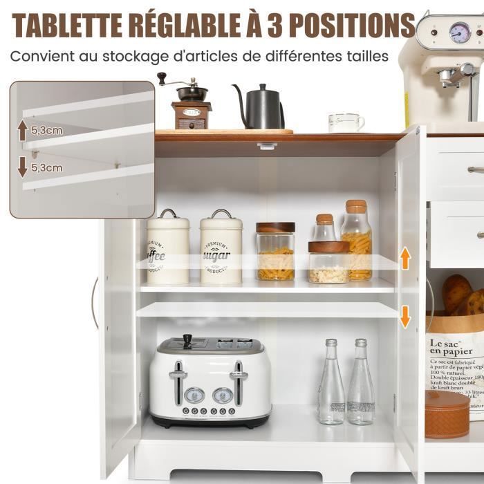 Buffet De Cuisine Noir Avec Portes Coulissantes - Meuble De Rangement Modulable Pour Salon Ou Cuisine