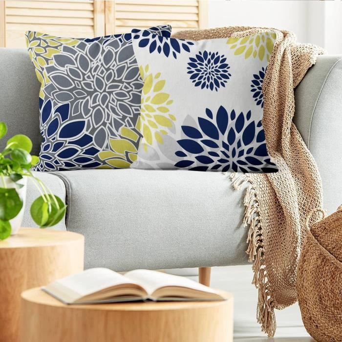 Lot De 2 Housses De Coussin Fleurs Aquarelle 40x40 Cm - Imperméables Décoration Moderne