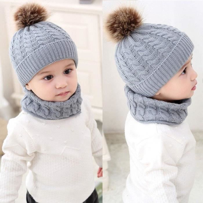 Bonnet Bébé Fille Hiver Pompom 0-24 Mois Tricotés Bonnet Bébé