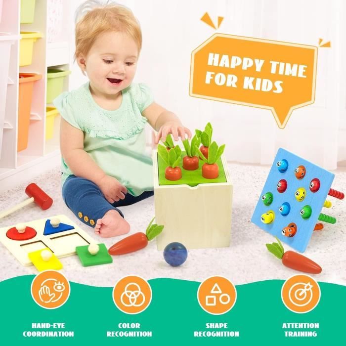 Jouet éducatif Montessori 5 en 1 - BoisJouets - martèlement, pêche, récolte, trieur, attrape d'insectes - Jeux - Jouets Jouet éducatif Montessori 5 en 1 - BoisJouets - martèlement, pêche, récolte, trieur, attrape d'insectes - Jeux - Jouets