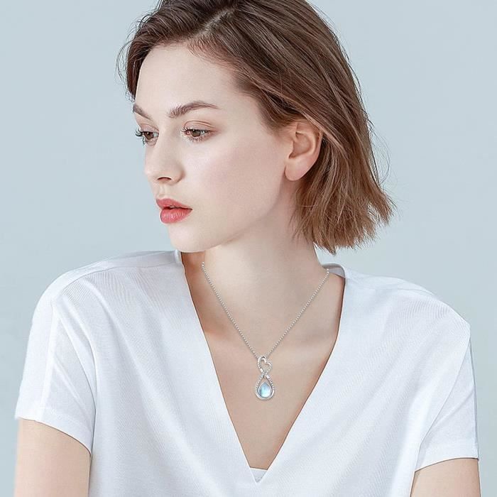 Collier Femme Pierre De Lune Pendentif Forme C ur Bijoux Cadeau Cdiscount