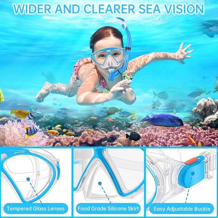 Masque De Plongée Enfant Roysmart - Silicone Doux, Anti-Fuite - Verre Trempé - Pour 8-16 Ans