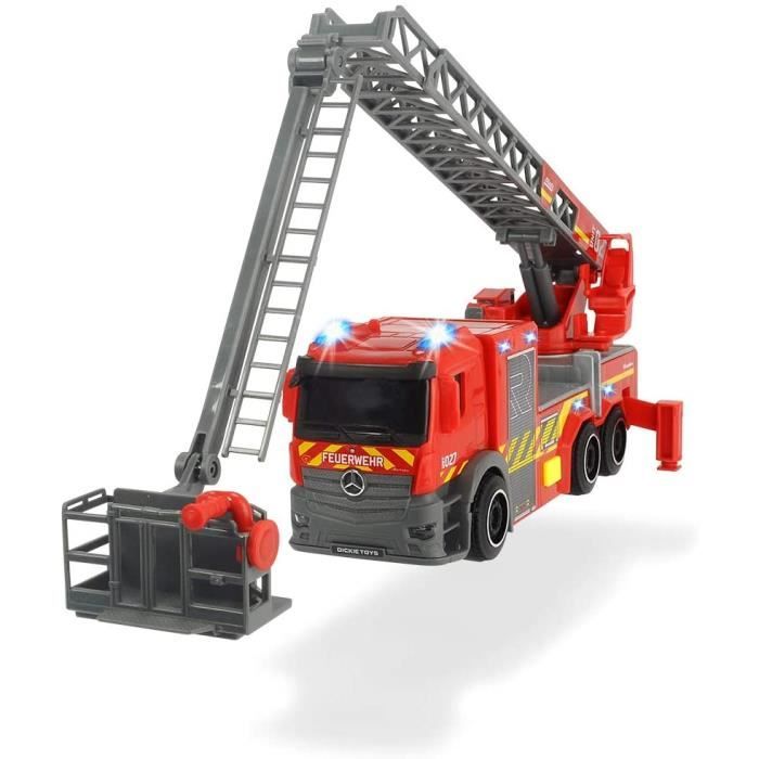 Dickie Camion De Pompiers Viper 27cm – Roue Libre, Son, Lumière, Échelle Extensible – Jouet Enfant 3 Ans+ – Lance à Eau