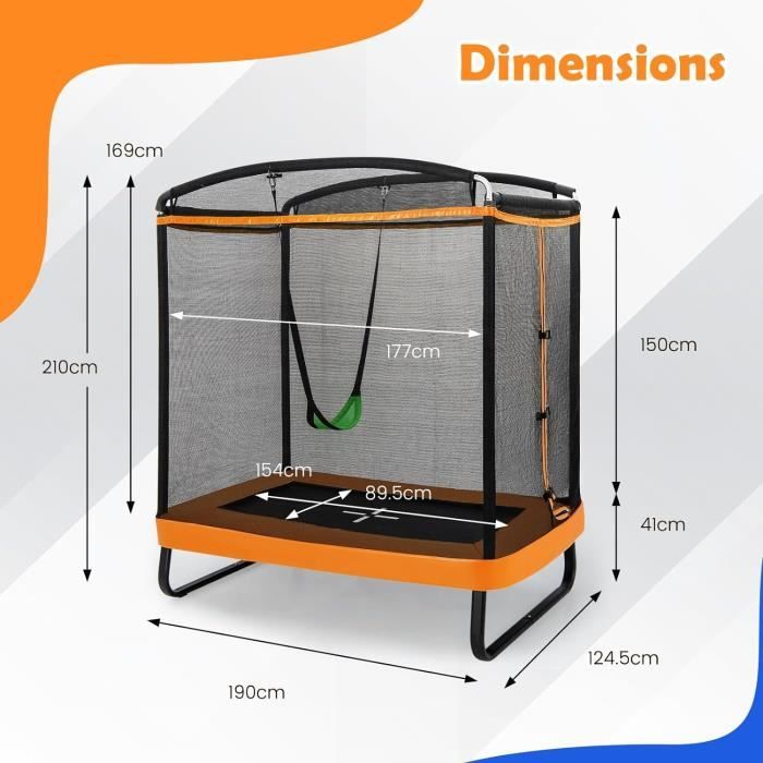 Aire De Jeux D'extérieure 4 En 1 Avec Trampoline, Double Balançoire, Toboggan Et Panier - Aire de jeux - Structure gonflable Aire De Jeux D'extérieure 4 En 1 Avec Trampoline, Double Balançoire, Toboggan Et Panier - Aire de jeux - Structure gonflable