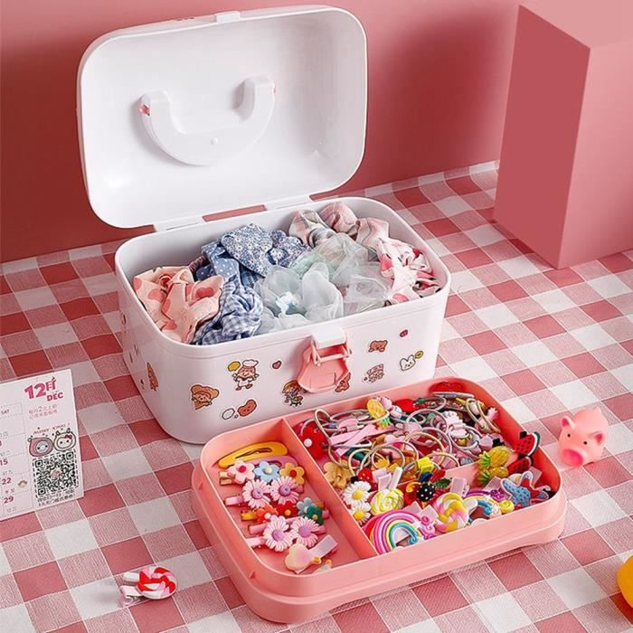 Organisateur Pour Accessoires Cheveux - Boîte En Plastique Transparent 14,5 X 14,5 X 8 Cm - Rangement Pinces, Barrettes, Bandeaux Et Bijoux