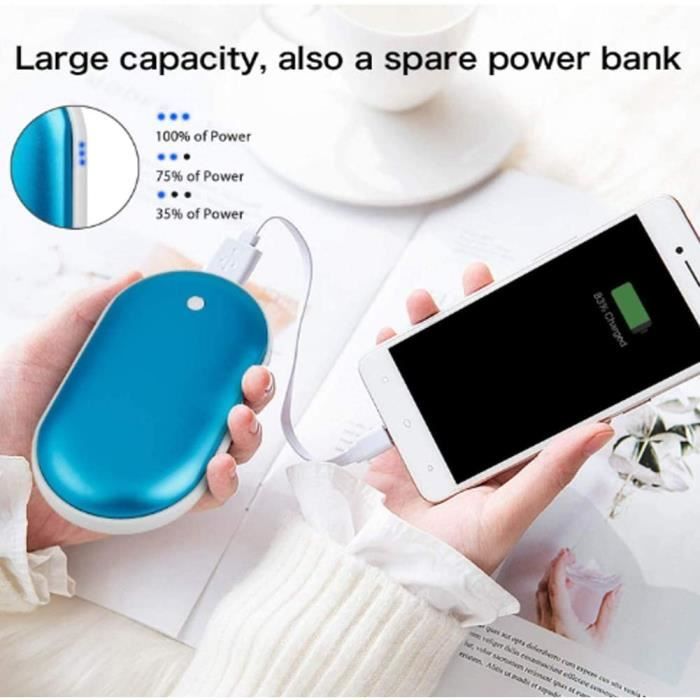 HOMVAN Réchauffe-Mains Réutilisable Rechargeable, Chauffe-Mains Portable 5200mAh Power Bank