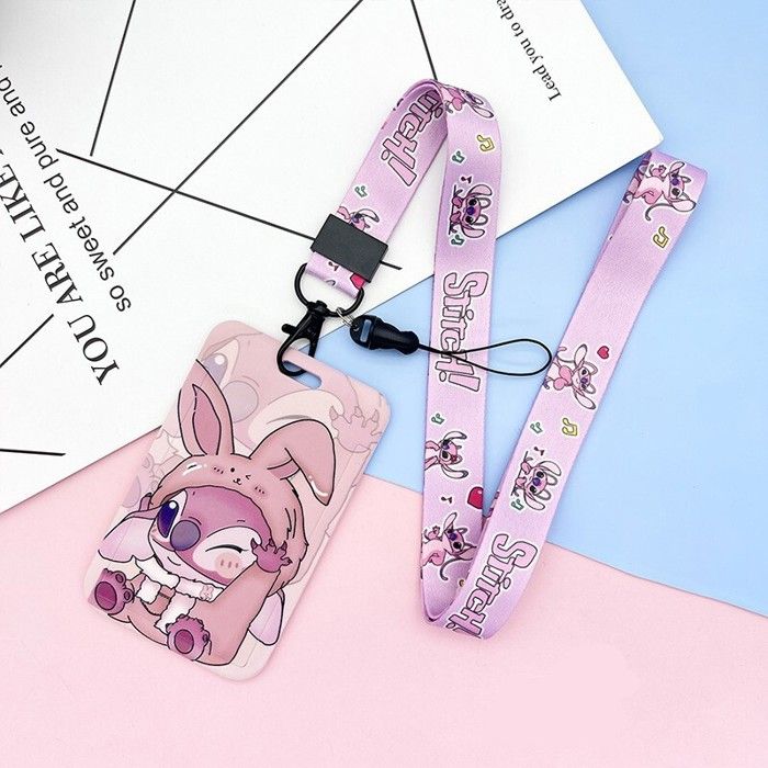 2 Porte-badges Avec Cordon - Design Animé - Porte-cartes D'identité, Badges - Cordon Réglable 52 Cm - ABS Et Polyester - Mignon Et Pratique