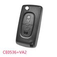 VA2 CE0536 Coque de clé télécommande à 2 bouton pour Peugeot 308 207 307 3008 5008 807 Expert Citroën C3 Picasso C2 C3 C4 Aircross-0