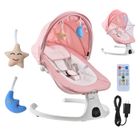 Balancelle Bébé Électrique - DOCCMIK - 10 mélodies - 5 modes de balancement - 3 positions de siège - Mousqueton 5 points - Rose