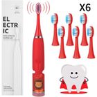 NAPASA Brosse à dents électrique rechargeable - Brosse à dents pour enfants - 4 modes soniques avec 6 têtes de brosse de rechange - Rouge