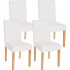 DÉCOSHOP26 Lot de 4 chaises de salle à manger simili-cuir blanc mat pieds clairs CDS04138