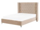 BELIANI Lit double en velours beige 160 x 200 cm LUBBON