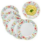 Assiettes plates - MamboCat - Variant Fleurs - Set de 6 - Porcelaine durable - Décor floral coloré