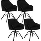 WOLTU 4x Chaise Salle à Manger Pivotante, Chaise Cuisine Scandinave en Velours, Ergonomique, Pieds en Métal, Noir W0ATT0184-4
