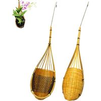Planchers Suspendus paniers, jardinière Suspendu orchidée avec Crochet métallique 2pcs Bambou tissé toven Panier 