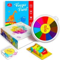 Funny Finger Painting Kit and Book - 12 Color Finger Painting Kit for Kids, Finger Drawing Crafts Mud Painting Kit for Painting DIY