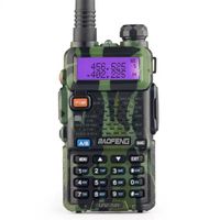 Baofeng UV-5R Talkie-walkie FM radio VHF/UHF avec double bande, affichage, veille et horloge intégrée (Casque ajouté, Camouflage)