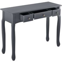 [en.casa] Table Console Table d'Entrée Table de Salon Vintage avec 3 Tiroirs MDF Pieds en Pin Boutons en Métal Alliage de Zinc Gris