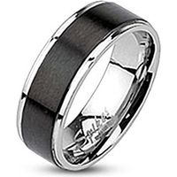 Bague anneau homme acier inoxydable large bande plaqué noire (67)
