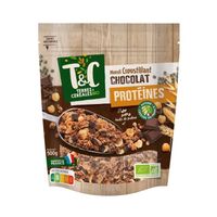LOT DE 5 - TERRES ET CEREALES - Muesli Croustillant Chocolat Protéines Bio - paquet de 500 g